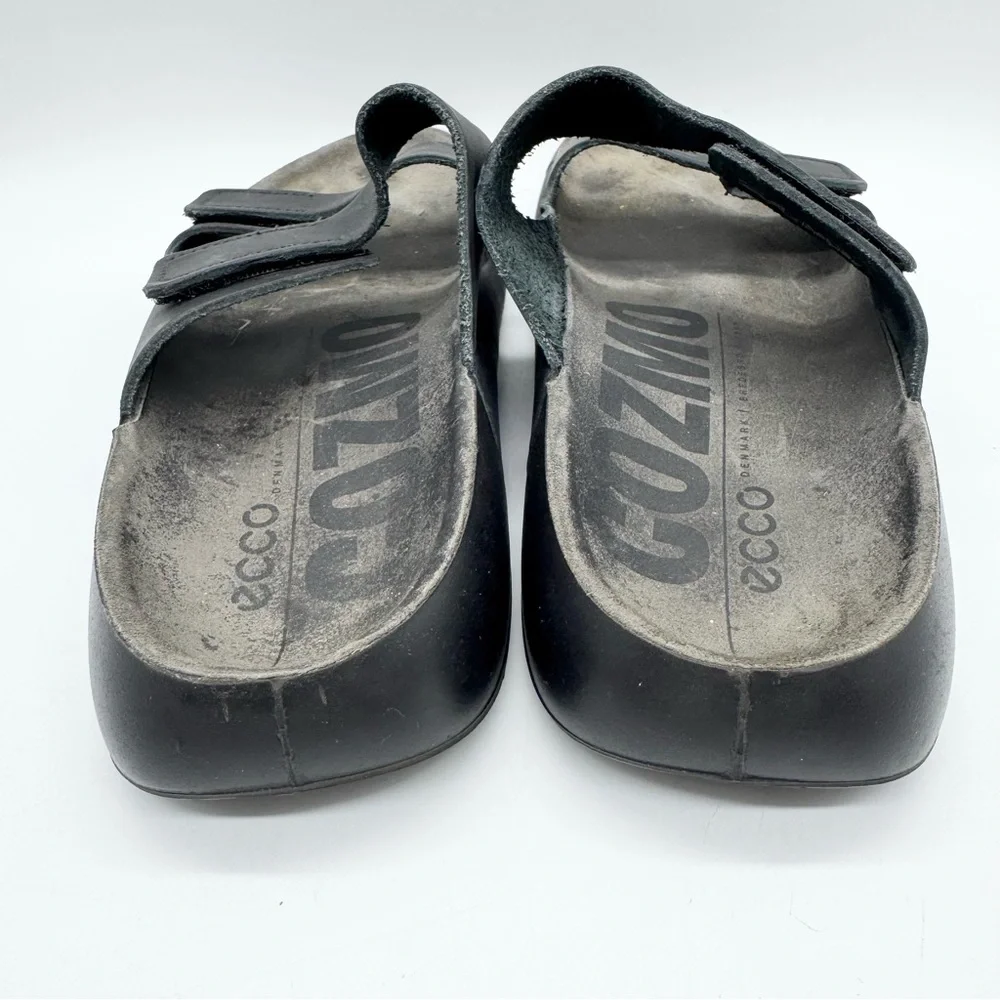 Ecco Cozmo Double Strap Hook & Loop Comfort Slide Sandals Black‎ Men's Size 41